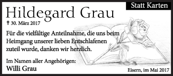 Traueranzeige von Hildegard Grau von Siegener Zeitung