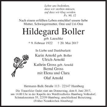 Traueranzeige von Hildegard Boller von Siegener Zeitung