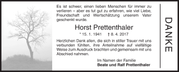 Traueranzeige von Horst Prettenthaler von Siegener Zeitung