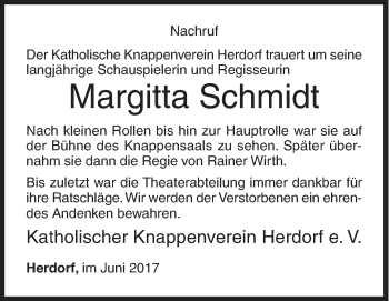 Traueranzeige von Margitta Schmidt von Siegener Zeitung