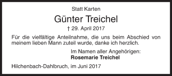 Traueranzeige von Günter Treichel von Siegener Zeitung