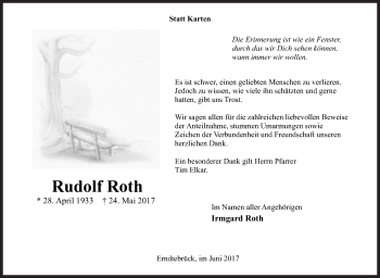 Traueranzeige von Rudolf Roth von Siegener Zeitung