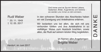 Traueranzeige von Rudi Weber von Siegener Zeitung