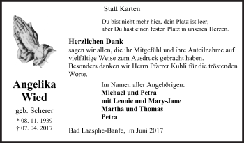 Traueranzeige von Angelika Wied von Siegener Zeitung