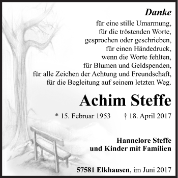 Traueranzeige von Achim Steffe von Siegener Zeitung
