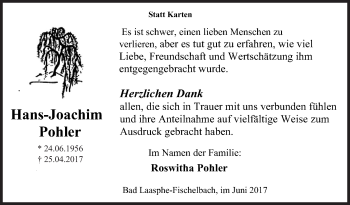 Traueranzeige von Hans-Joachim Pohler von Siegener Zeitung