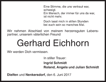 Traueranzeige von Gerhard Eichhorn von Siegener Zeitung