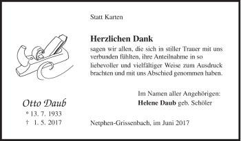 Traueranzeige von Otto Daub von Siegener Zeitung