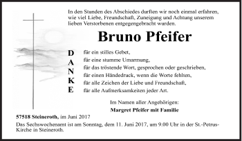 Traueranzeige von Bruno Pfeifer von Siegener Zeitung