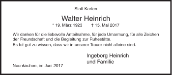 Traueranzeige von Walter Heinrich von Siegener Zeitung