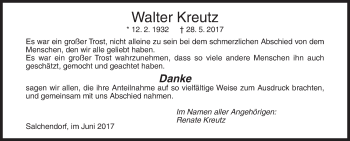 Traueranzeige von Walter Kreutz von Siegener Zeitung