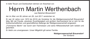 Traueranzeige von Martin Werthenbach von Siegener Zeitung