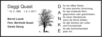 Traueranzeige von Daggi Quast von Siegener Zeitung