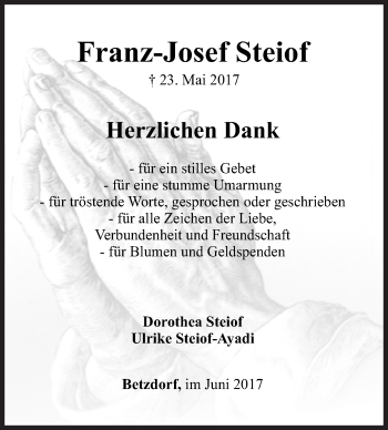 Traueranzeige von Franz-Josef Steiof von Siegener Zeitung