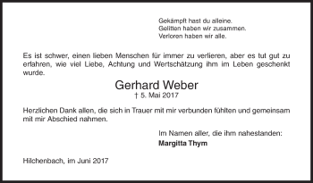 Traueranzeige von Gerhard Weber von Siegener Zeitung