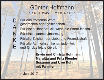 Traueranzeige von Günter Hoffmann von Siegener Zeitung