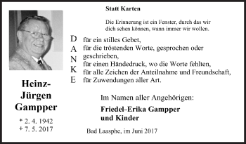 Traueranzeige von Heinz-Jürgen Gampper von Siegener Zeitung