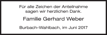 Traueranzeige von Gerhard Weber von Siegener Zeitung