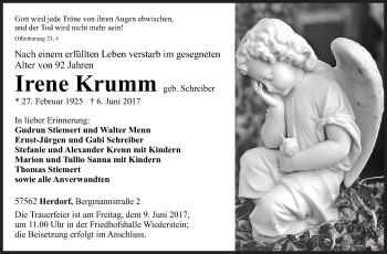 Traueranzeige von Irene Krumm von Siegener Zeitung