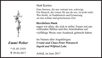 Traueranzeige von Emmi Weber von Siegener Zeitung