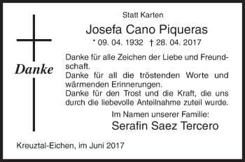 Traueranzeige von Josefa  Cano Piqueras von Siegener Zeitung