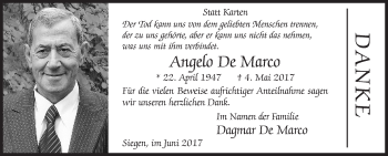 Traueranzeige von Angelo De Marco von Siegener Zeitung