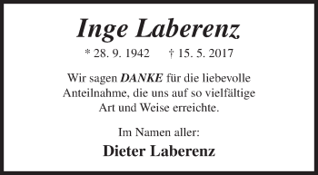 Traueranzeige von Inge Laberenz von Siegener Zeitung