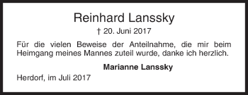 Traueranzeige von Reinhard Lanssky von Siegener Zeitung