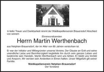 Traueranzeige von Martin Werthenbach von Siegener Zeitung