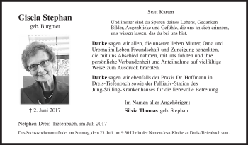 Traueranzeige von Gisela Stephan von Siegener Zeitung
