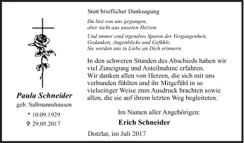 Traueranzeige von Paula Schneider von Siegener Zeitung