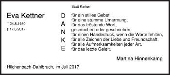 Traueranzeige von Eva Kettner von Siegener Zeitung
