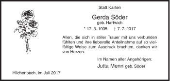 Traueranzeige von Gerda Söder von Siegener Zeitung