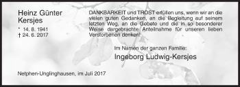 Traueranzeige von Heinz Günter Kersjes von Siegener Zeitung