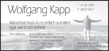 Traueranzeige von Wolfgang Kapp von Siegener Zeitung