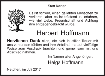 Traueranzeige von Herbert Hoffmann von Siegener Zeitung