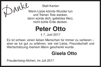 Traueranzeige von Peter Otto von Siegener Zeitung