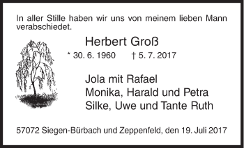 Traueranzeige von Herbert Groß von Siegener Zeitung