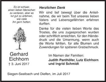 Traueranzeige von Gerhard Eichhorn von Siegener Zeitung