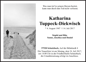 Traueranzeige von Katharina Tuppeck-Diekwisch von Siegener Zeitung