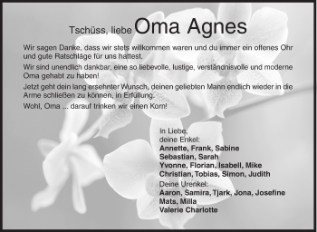 Traueranzeige von Agnes Utsch von Siegener Zeitung