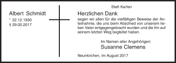 Traueranzeige von Albert Schmidt von Siegener Zeitung