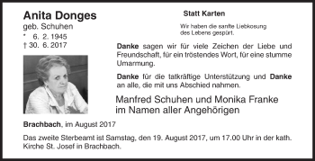 Traueranzeige von Anita Donges von Siegener Zeitung