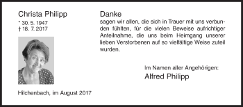 Traueranzeige von Christa Philipp von Siegener Zeitung
