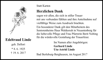Traueranzeige von Edeltraud Linde von Siegener Zeitung