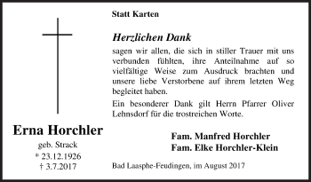 Traueranzeige von Erna Horchler von Siegener Zeitung