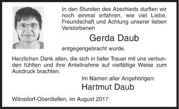 Traueranzeige von Gerda Daub von Siegener Zeitung
