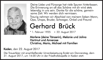 Traueranzeige von Gerhard Brück von Siegener Zeitung