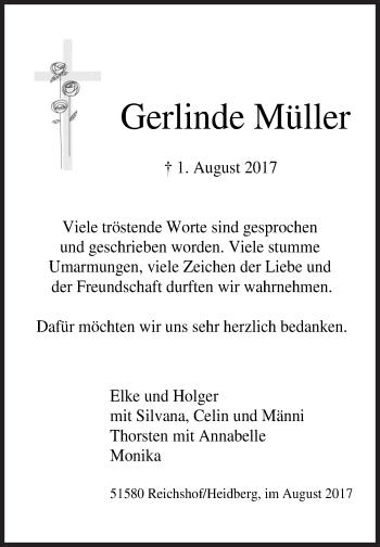 Traueranzeige von Gerlinde Müller von Siegener Zeitung