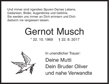 Traueranzeige von Gernot Musch von Siegener Zeitung
